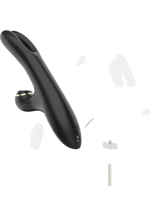 Rabbit δονητής από σιλικόνη σε μαύρο χρώμα, μήκους 24,8 εκ. και μέγιστης διαμέτρου 3,3 εκ.