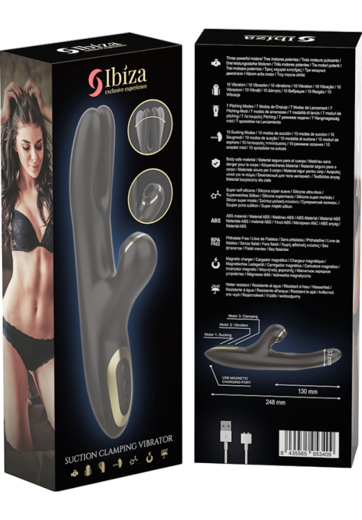 Rabbit δονητής από σιλικόνη σε μαύρο χρώμα, μήκους 24,8 εκ. και μέγιστης διαμέτρου 3,3 εκ.