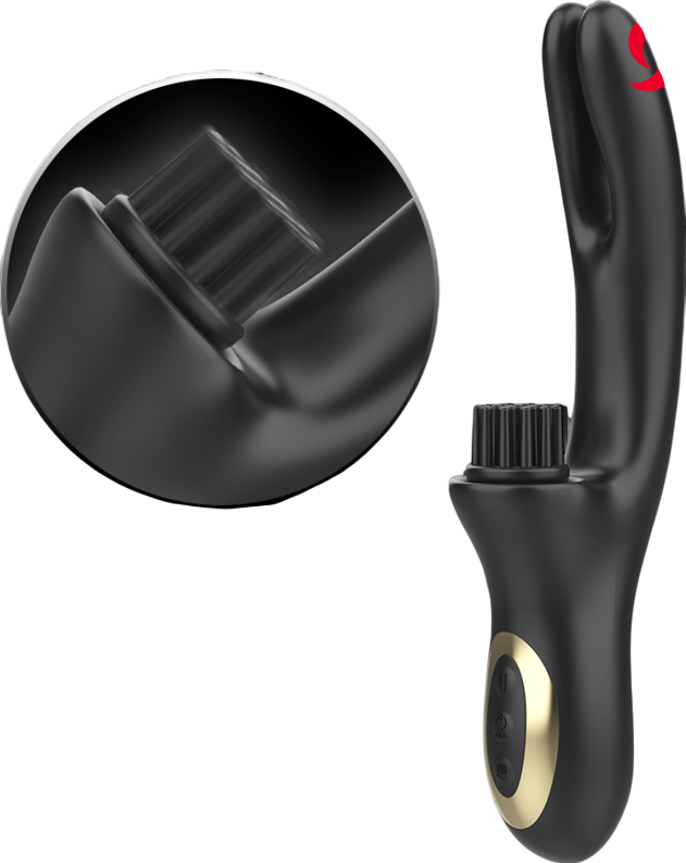 Rabbit δονητής από σιλικόνη σε μαύρο χρώμα, μήκους 24,5 εκ. και μέγιστης διαμέτρου 3,3 εκ.