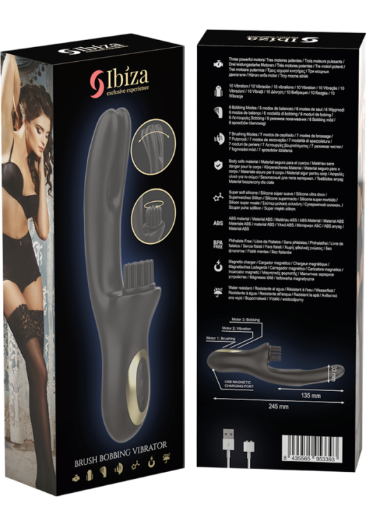 Rabbit δονητής από σιλικόνη σε μαύρο χρώμα, μήκους 24,5 εκ. και μέγιστης διαμέτρου 3,3 εκ.