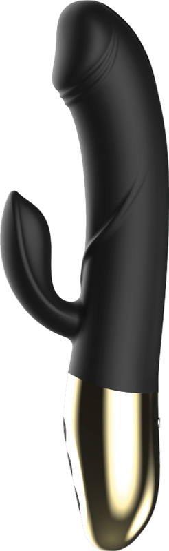 Rabbit δονητής από σιλικόνη σε μαύρο χρώμα, μήκους 20 εκ. και μέγιστης διαμέτρου 3,5 εκ.