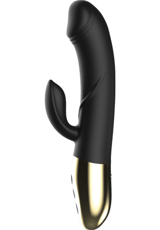 Rabbit δονητής από σιλικόνη σε μαύρο χρώμα, μήκους 20 εκ. και μέγιστης διαμέτρου 3,5 εκ.