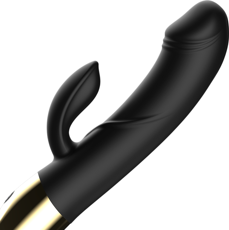 Rabbit δονητής από σιλικόνη σε μαύρο χρώμα, μήκους 20 εκ. και μέγιστης διαμέτρου 3,5 εκ.