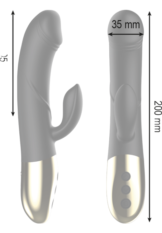 Rabbit δονητής από σιλικόνη σε μαύρο χρώμα, μήκους 20 εκ. και μέγιστης διαμέτρου 3,5 εκ.