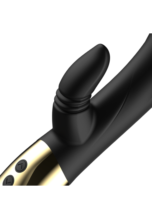 Rabbit δονητής από σιλικόνη σε μαύρο χρώμα, μήκους 20 εκ. και μέγιστης διαμέτρου 3,5 εκ.