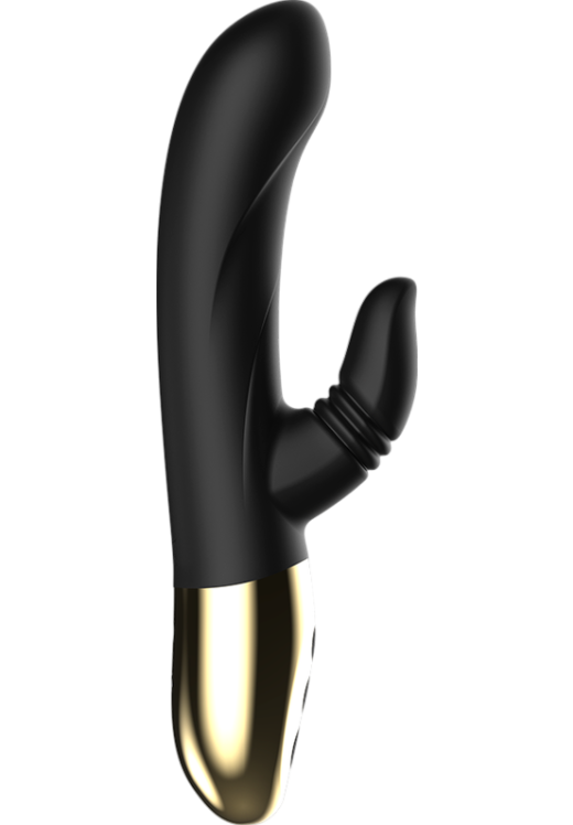 Rabbit δονητής από σιλικόνη σε μαύρο χρώμα, μήκους 20 εκ. και μέγιστης διαμέτρου 3,5 εκ.