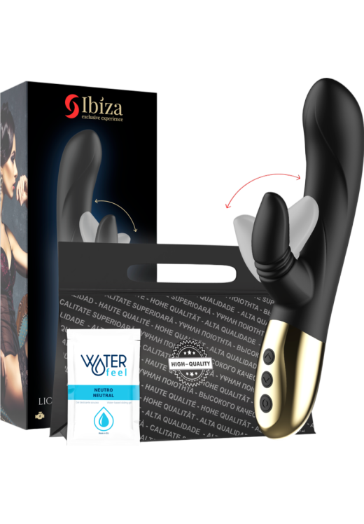 Rabbit δονητής από σιλικόνη σε μαύρο χρώμα, μήκους 20 εκ. και μέγιστης διαμέτρου 3,5 εκ.