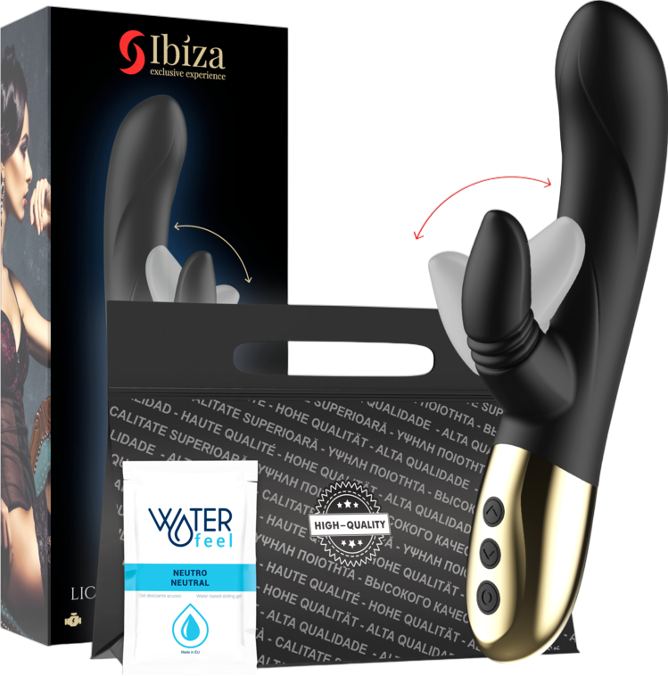 Rabbit δονητής από σιλικόνη σε μαύρο χρώμα, μήκους 20 εκ. και μέγιστης διαμέτρου 3,5 εκ.