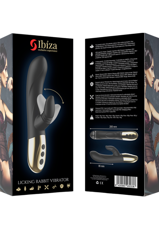 Rabbit δονητής από σιλικόνη σε μαύρο χρώμα, μήκους 20 εκ. και μέγιστης διαμέτρου 3,5 εκ.