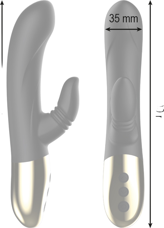 Rabbit δονητής από σιλικόνη σε μαύρο χρώμα, μήκους 20 εκ. και μέγιστης διαμέτρου 3,5 εκ.