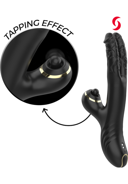 Rabbit δονητής από σιλικόνη σε μαύρο χρώμα, μήκους 22,6 εκ. και μέγιστης διαμέτρου 2,1 εκ.