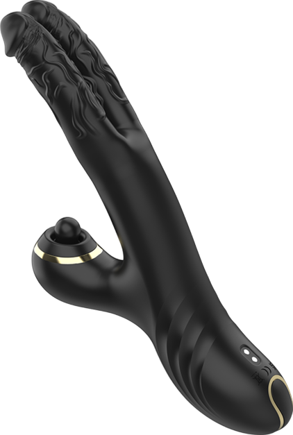 Rabbit δονητής από σιλικόνη σε μαύρο χρώμα, μήκους 22,6 εκ. και μέγιστης διαμέτρου 2,1 εκ.