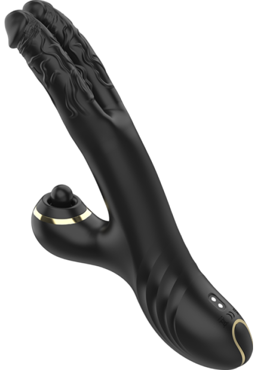 Rabbit δονητής από σιλικόνη σε μαύρο χρώμα, μήκους 22,6 εκ. και μέγιστης διαμέτρου 2,1 εκ.