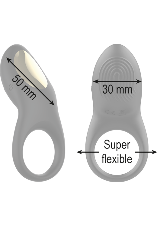 Δονούμενο δαχτυλίδι από σιλικόνη σε μαύρο χρώμα, μέγιστης διαμέτρου 3 εκ. με τηλεχειριζόμενο χειρισμό