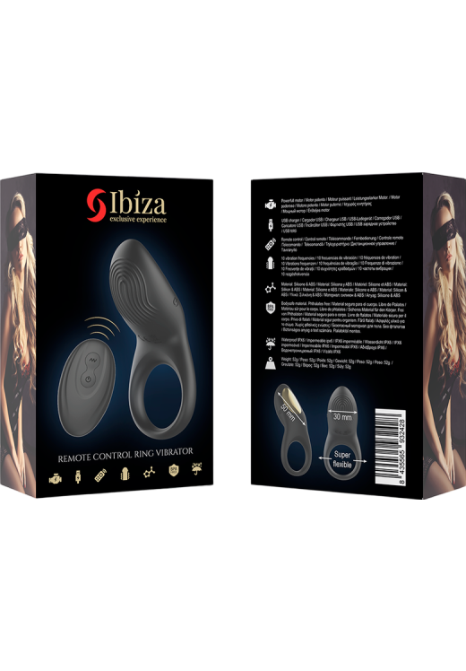 Δονούμενο δαχτυλίδι από σιλικόνη σε μαύρο χρώμα, μέγιστης διαμέτρου 3 εκ. με τηλεχειριζόμενο χειρισμό