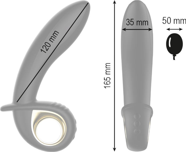 Δονητής σημείου g από σιλικόνη σε μαύρο χρώμα, μήκους 16,5 εκ. και μέγιστης διαμέτρου 3,5 εκ. - 5 εκ.