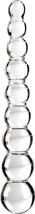 Γυάλινο γυάλινο dildo σε διάφανο χρώμα, μήκους 21,6 εκ. και μέγιστης διαμέτρου 3,8 εκ.