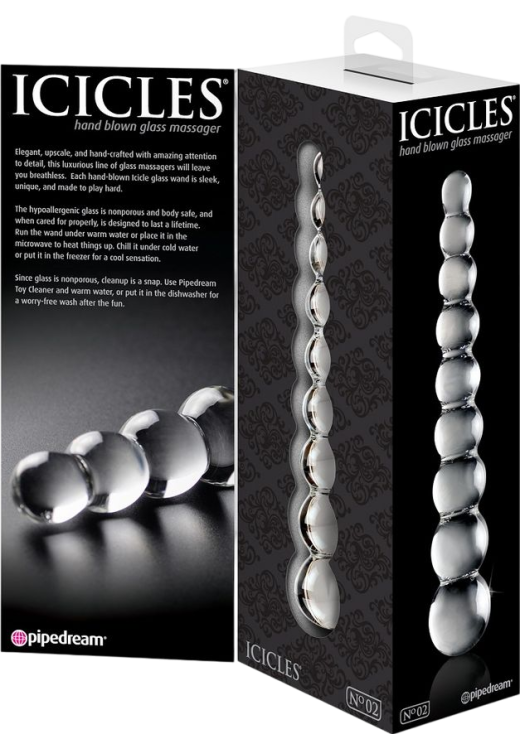 Γυάλινο γυάλινο dildo σε διάφανο χρώμα, μήκους 21,6 εκ. και μέγιστης διαμέτρου 3,8 εκ.