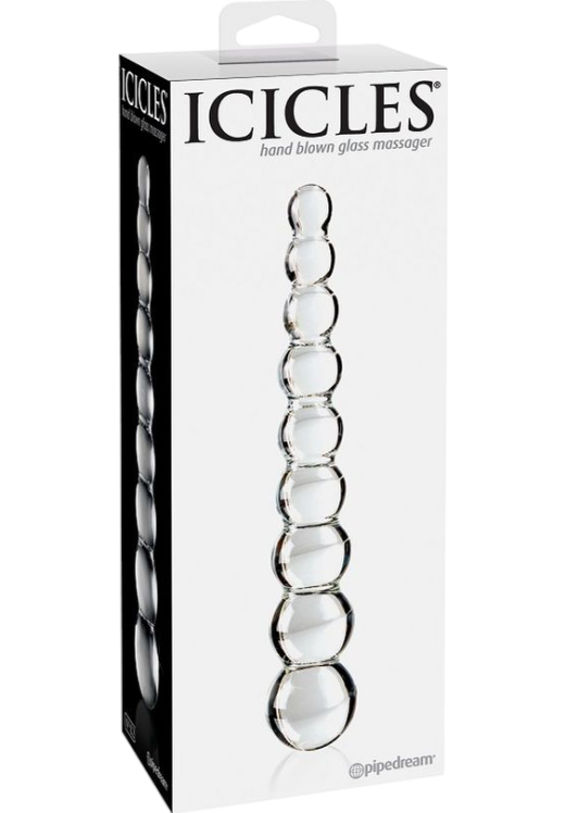 Γυάλινο γυάλινο dildo σε διάφανο χρώμα, μήκους 21,6 εκ. και μέγιστης διαμέτρου 3,8 εκ.