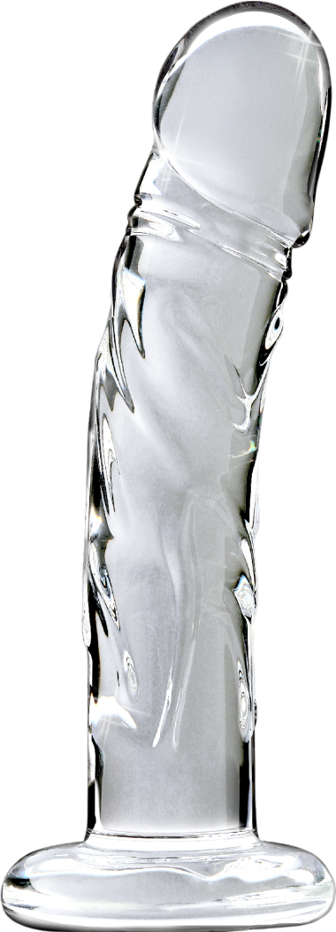 Γυάλινο γυάλινο dildo σε διάφανο χρώμα, μήκους 17,8 εκ. και μέγιστης διαμέτρου 6,5 εκ.