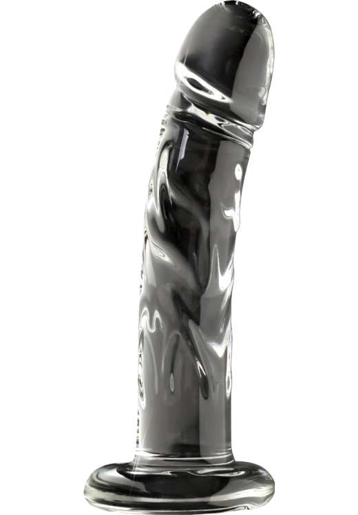 Γυάλινο γυάλινο dildo σε διάφανο χρώμα, μήκους 17,8 εκ. και μέγιστης διαμέτρου 6,5 εκ.