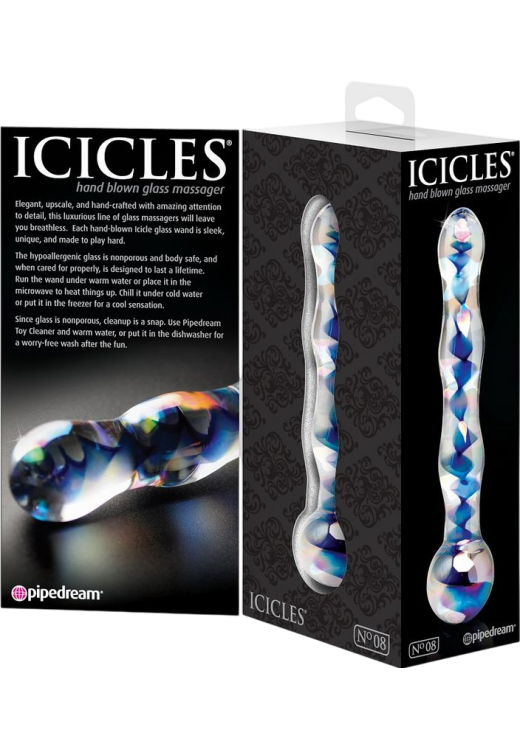 Γυάλινο γυάλινο dildo σε διάφανο χρώμα, μήκους 17,8 εκ. και μέγιστης διαμέτρου 3,8 εκ.