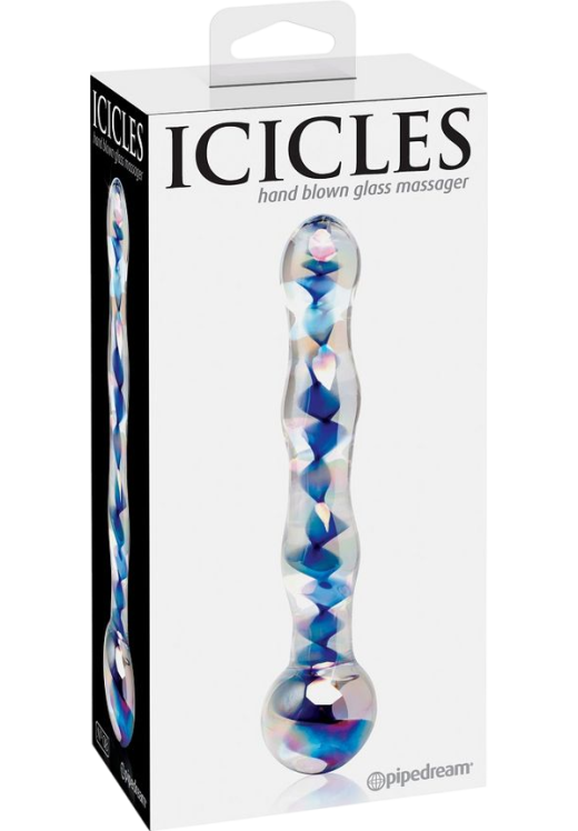 Γυάλινο γυάλινο dildo σε διάφανο χρώμα, μήκους 17,8 εκ. και μέγιστης διαμέτρου 3,8 εκ.