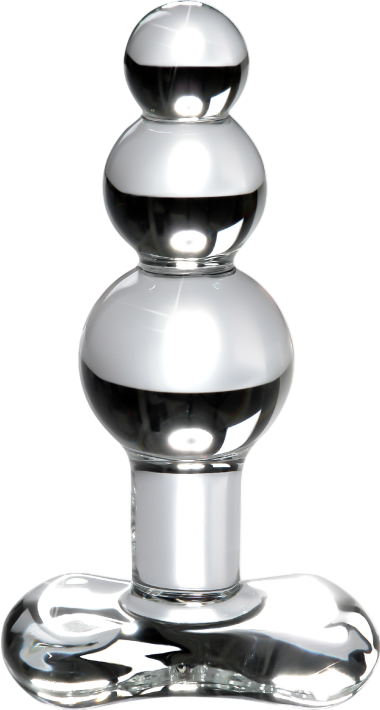 Γυάλινη πρωκτική σφήνα σε διάφανο χρώμα, μήκους 10,7 εκ. και μέγιστης διαμέτρου 2,8 εκ.