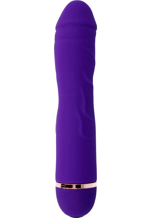 Ρεαλιστικός δονητής από σιλικόνη σε μοβ χρώμα, μήκους 18 εκ. και μέγιστης διαμέτρου 3,5 εκ.