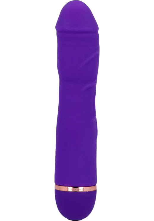 Ρεαλιστικός δονητής από σιλικόνη σε μοβ χρώμα, μήκους 18 εκ. και μέγιστης διαμέτρου 3,5 εκ.