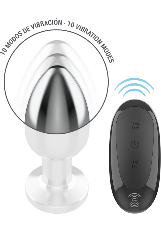 Δονούμενη σφήνα από αλουμίνιο σε ασημί χρώμα, μήκους 10,1 εκ. και μέγιστης διαμέτρου 4 εκ. με τηλεχειριζόμενο χειρισμό