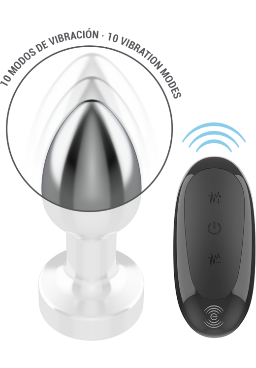 Δονούμενη σφήνα από αλουμίνιο σε ασημί χρώμα, μήκους 7,4 εκ. και μέγιστης διαμέτρου 2,75 εκ. με τηλεχειριζόμενο χειρισμό