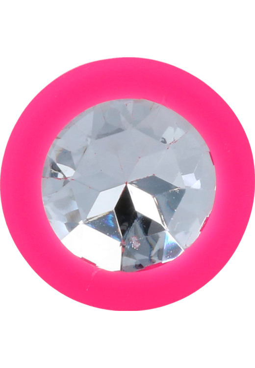 Σφήνα με κόσμημα από σιλικόνη σε ροζ χρώμα, μήκους 7,2 εκ. και μέγιστης διαμέτρου 2,8 εκ.