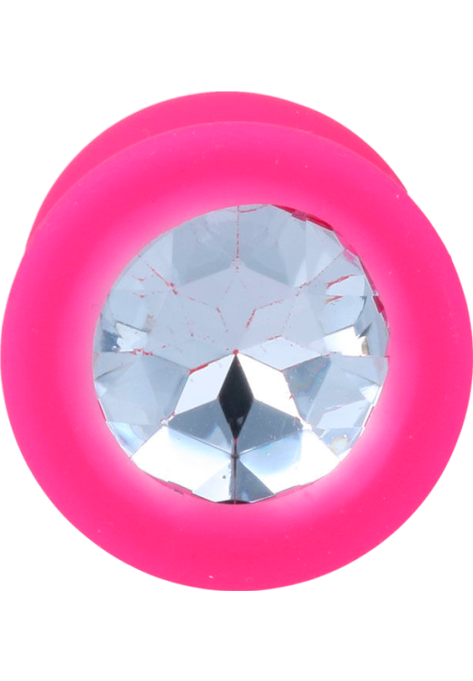 Σφήνα με κόσμημα από σιλικόνη σε ροζ χρώμα, μήκους 8 εκ. και μέγιστης διαμέτρου 3,5 εκ.