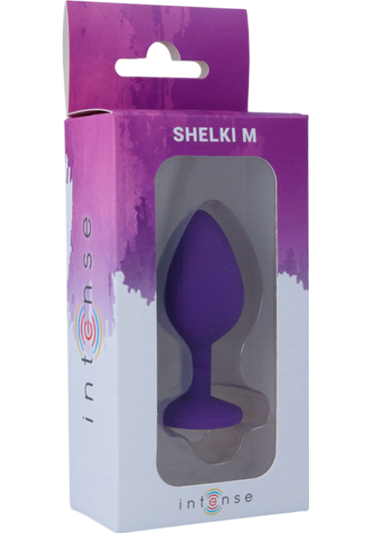 Σφήνα με κόσμημα από σιλικόνη σε μοβ χρώμα, μήκους 8 εκ. και μέγιστης διαμέτρου 3,5 εκ.