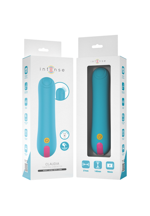 Κλασσικός δονητής από σιλικόνη σε μπλέ χρώμα, μήκους 14,5 εκ. και μέγιστης διαμέτρου 3,7 εκ.