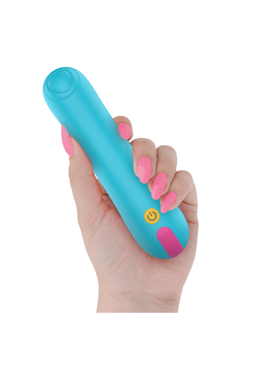 Κλασσικός δονητής από σιλικόνη σε μπλέ χρώμα, μήκους 14,5 εκ. και μέγιστης διαμέτρου 3,7 εκ.