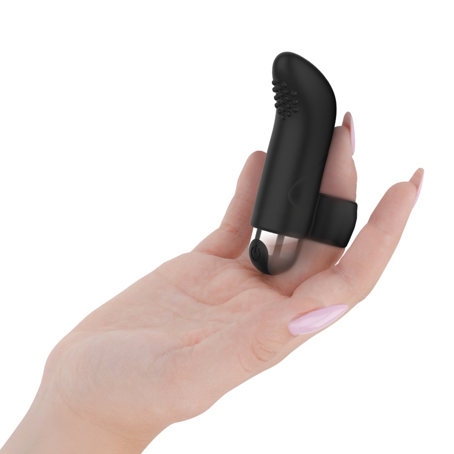 Δονητής δακτύλου από σιλικόνη σε μαύρο χρώμα, μήκους 8,6 εκ. και μέγιστης διαμέτρου 2,3 εκ