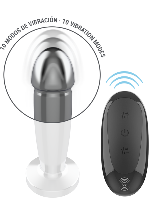 Δονούμενη σφήνα από αλουμίνιο σε ασημί χρώμα, μήκους 10 εκ. και μέγιστης διαμέτρου 3,5 εκ με τηλεχειριζόμενο χειρισμό