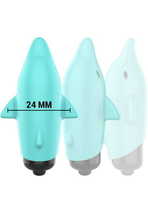 Μίνι δονητής από σιλικόνη σε μπλέ χρώμα, μήκους 8 εκ. και μέγιστης διαμέτρου 4,7 εκ.