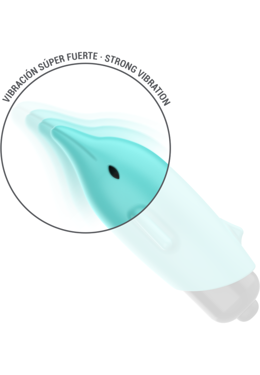 Μίνι δονητής από σιλικόνη σε μπλέ χρώμα, μήκους 8 εκ. και μέγιστης διαμέτρου 4,7 εκ.