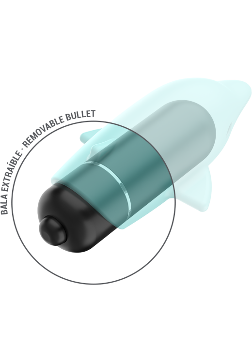 Μίνι δονητής από σιλικόνη σε μπλέ χρώμα, μήκους 8 εκ. και μέγιστης διαμέτρου 4,7 εκ.