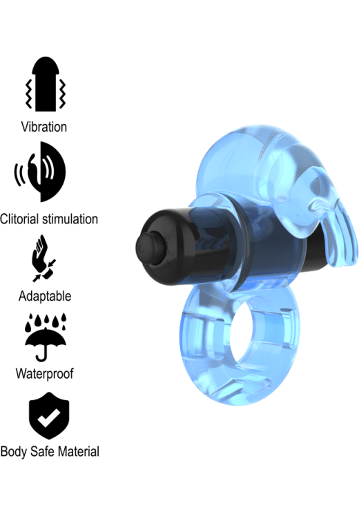 Δονούμενο δαχτυλίδι από abs σε μπλέ χρώμα με ενσύρματο κοντρόλ
