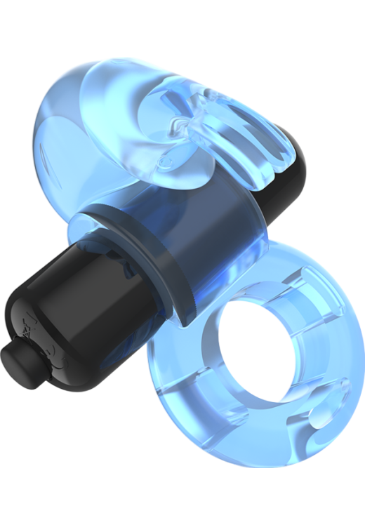Δονούμενο δαχτυλίδι από abs σε μπλέ χρώμα με ενσύρματο κοντρόλ