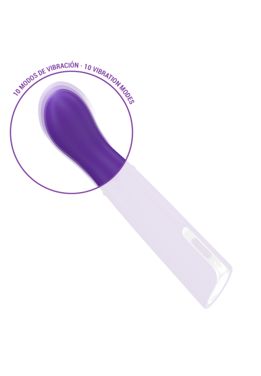 Δονητής σημείου g από σιλικόνη σε μοβ χρώμα, μήκους 19,7 εκ, και μέγιστης διαμέτρου 3,6 εκ.