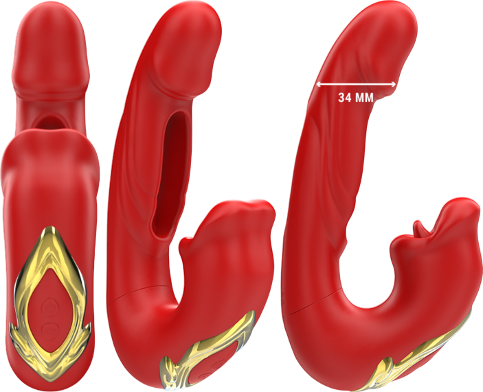 Δονητής σημείου g από σιλικόνη σε κόκκινο χρώμα, μήκους 17,5 εκ. και μέγιστης διαμέτρου 3,4 εκ.