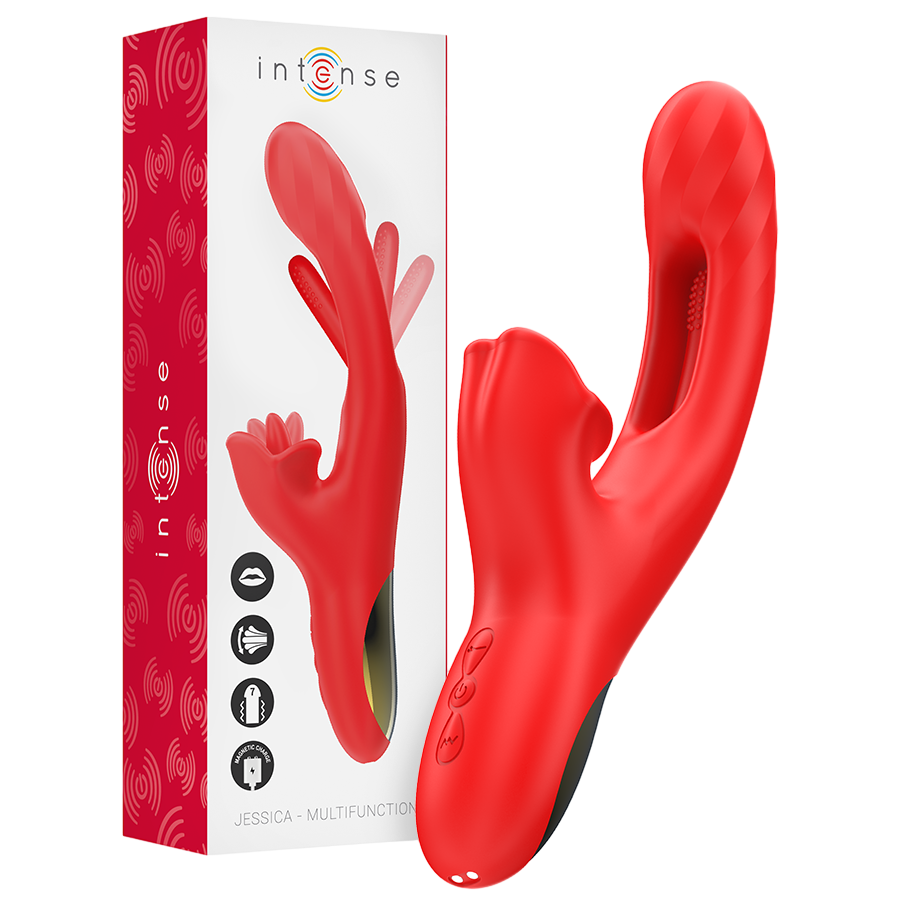 Rabbit δονητής από σιλικόνη σε κόκκινο χρώμα, μήκους 24,8 εκ. και μέγιστης διαμέτρου 3,5 εκ.