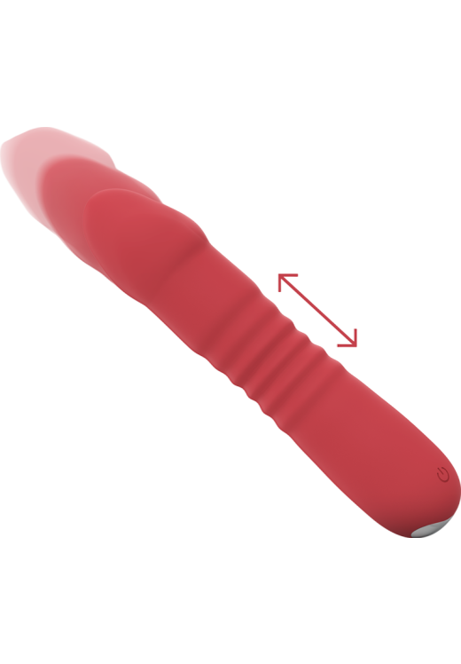 Κλασσικός δονητής από σιλικόνη σε κόκκινο χρώμα, μήκους 17,3 εκ. και μέγιστης διαμέτρου 3,7 εκ.