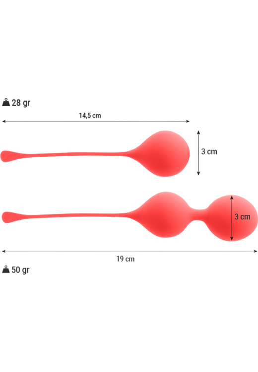 Kegel μπάλες από tpr σε κόκκινο χρώμα, μέγιστης διαμέτρου 3 εκ.