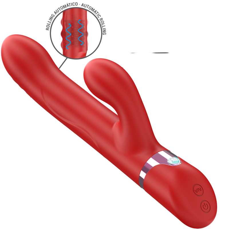 Rabbit δονητής από σιλικόνη σε κόκκινο χρώμα, μήκους 24 εκ. και μέγιστης διαμέτρου 3,5 εκ.